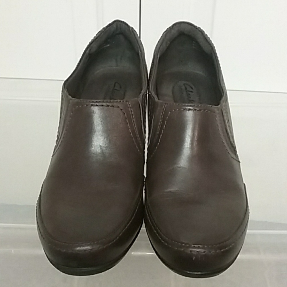 Clarks Slip on Heels Bentables Leather Brown 11M